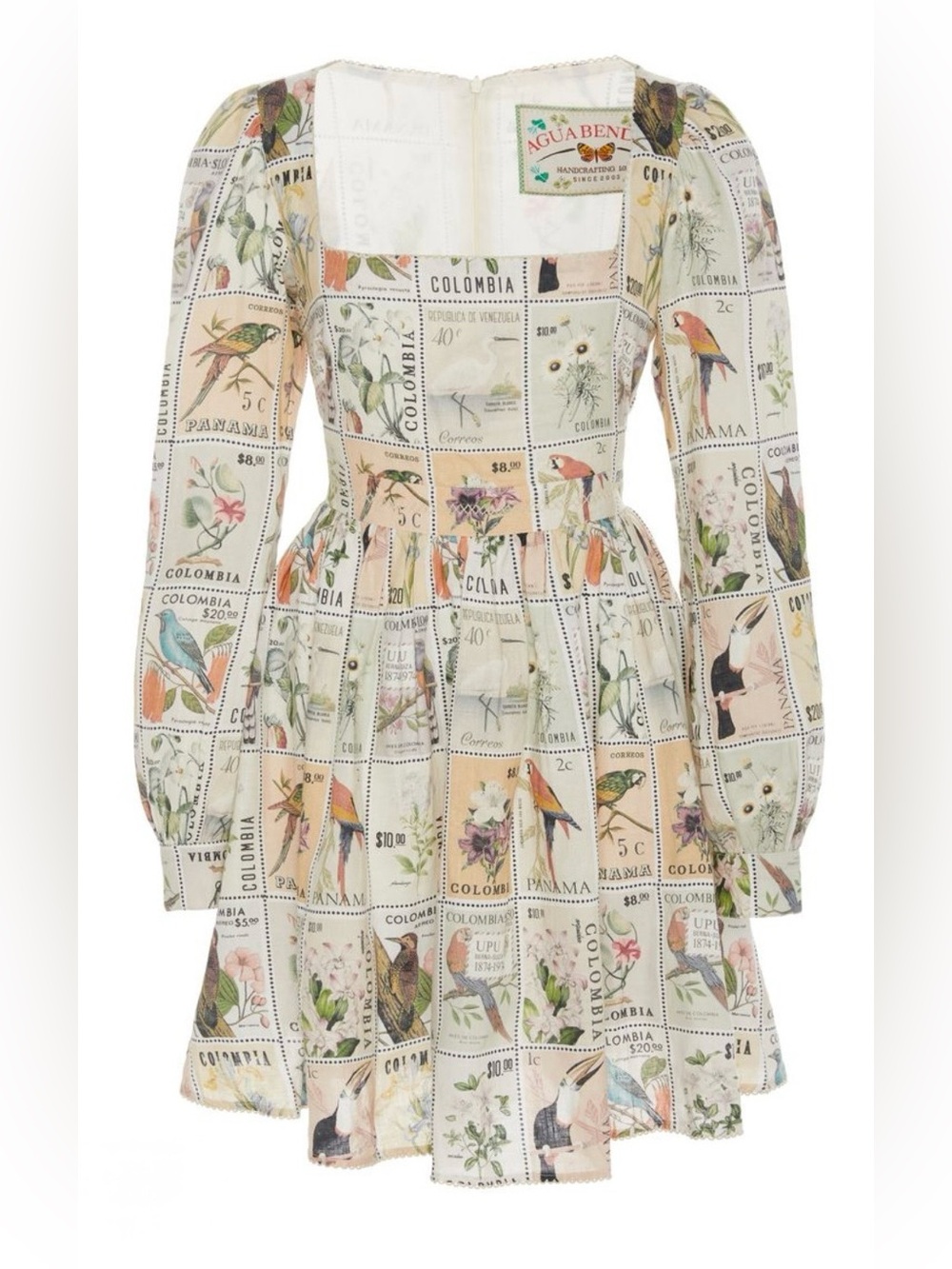 Agua Bendita herbarium bird stamp dress Medium